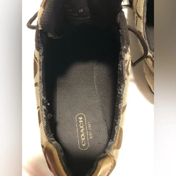 Coach Vintage Sneakers Size 8 Medium Jayme Women's Brown/Tan with Gold Detail - Picture 7 of 11